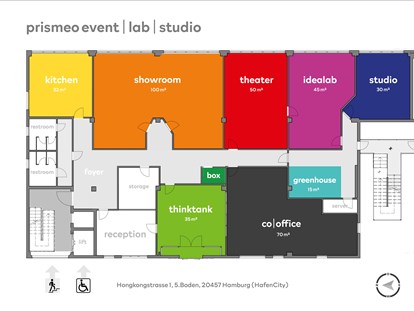 Eventlocation - Fußboden: Sonstiges - Wedel - Prismeo Lab Raumplan - Prismeo LAB | EVENTS | STUDIO