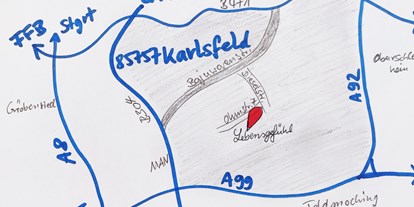 Eventlocation - gut erreichbar mit: Bahn - Karlsfeld - Kleine Skizze :-) - Lebensgefühl - Das Bewegungsstudio